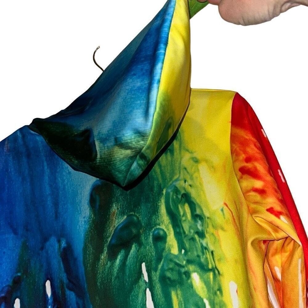 Multicolor Rainbow Paint Drip Hoodie By Newcosplay Girl's Size XL - Picture 8 of 12